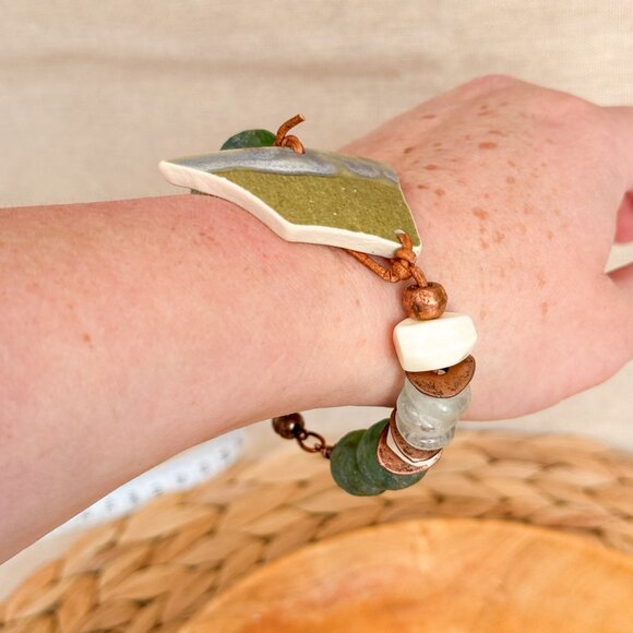 Boho Chunky Glass Bead Bracelet - Picture 9 of 9